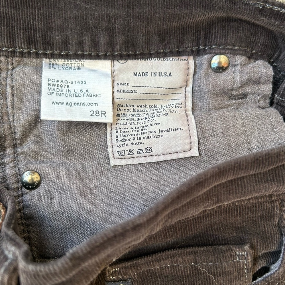 AG Adriano Goldschmied Chocolate Corduroy Slim Leg  Pants - Picture 5 of 5
